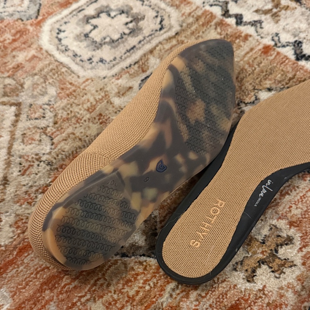 New Rothy's The Point II Pointed Toe Knit Flats Washable in Wren Tan 9 - Picture 5 of 6